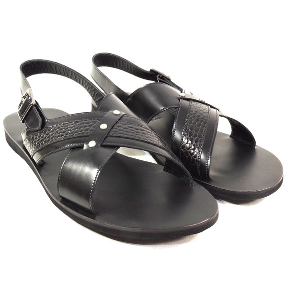 GOODMAN ?? MEN\'S BLACK SOFT LEATHER COMFORT FLAT SUMMER SANDALS main image 4